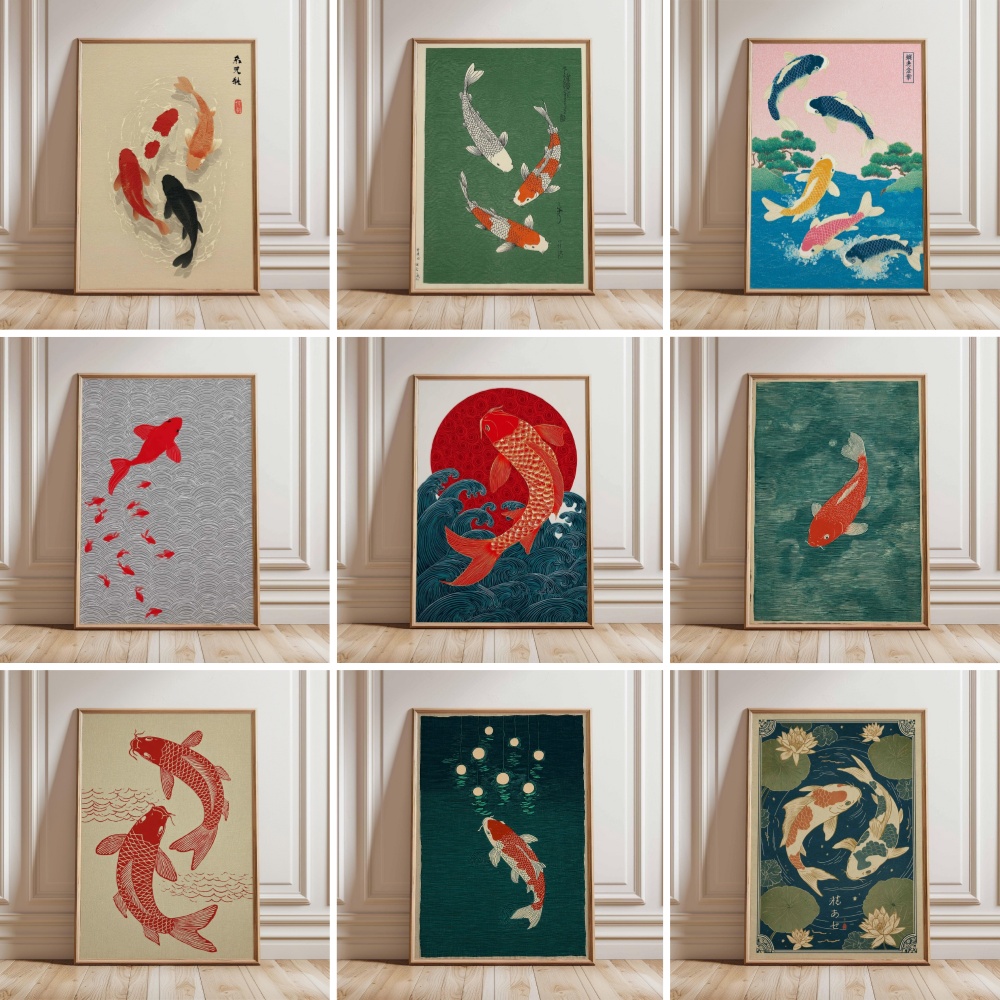 Japanese Zen Lifestyle - Japanische Koi-Fisch Poster Goldfisch Poster Leinwandbild